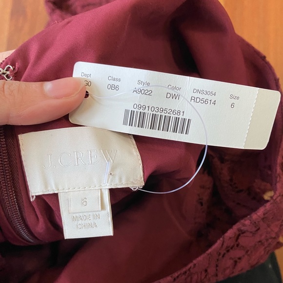 Jcrew burgundy lace dress, low back. NWT! - Picture 11 of 11